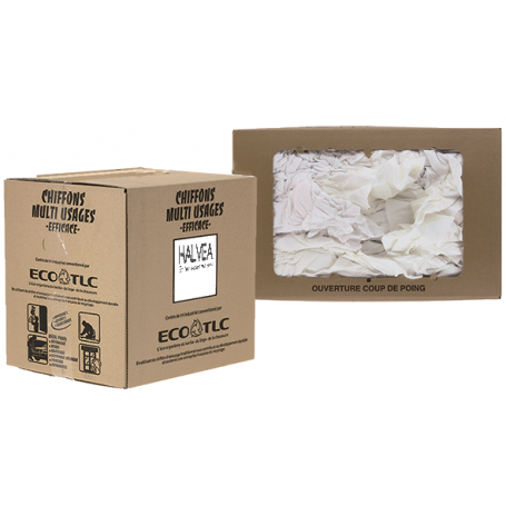 HYGIENE Boîte de 10 Kg de Chiffons en coton blanc Jersey - Format : 60 x 40  cm