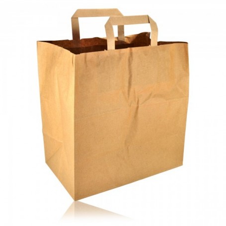 Sacs Kraft Avec Poignée Plate - Lot De 25 (26x19x25cm) - Résistants, Écolos Pour Commerce Ou Cadeaux
