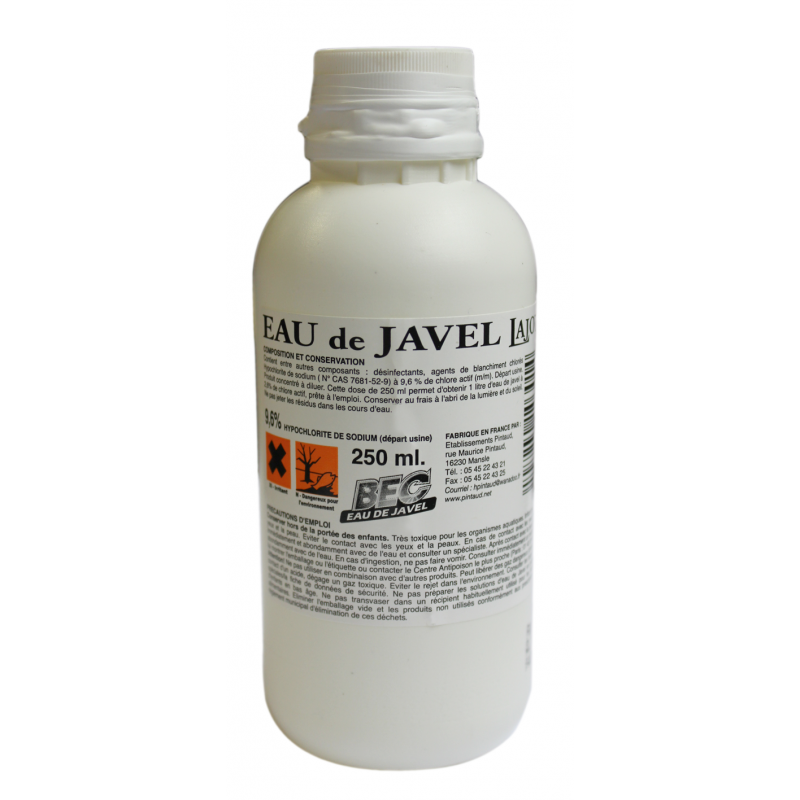 Dilution Javel 9 6 Pour Nettoyage Terrasse Javel concentrée 9,6% - 30 cruchons de 250ml