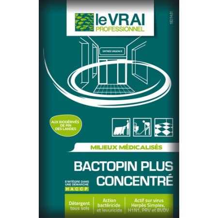 Bactopin Plus Concentré - Détergent désodorisant désinfectant parfum pin - Carton de 250 doses de 20ml