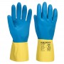 Gant Latex Double enduction Jaune/Bleu - La paire | Halvea