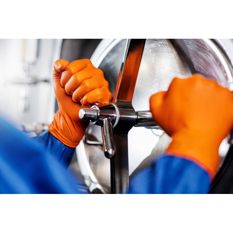 Réflexx N85/L Gants Nitrile Poignée Complète Orange Grand - Lot De 50 - Haute Visibilité Heavy Duty