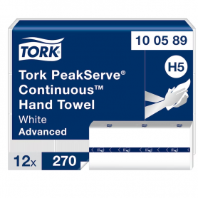 Essuie-mains continus Tork PeakServe blancs H5, Advanced, comprimés - Colis de 12x270