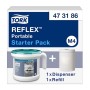 Dévidoir à main pour bobine à Dévidage Central blanc et turquoise Tork Reflex ™ M4 avec une recharge.
