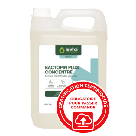 Bactopin Plus Concentré - Détergent désodorisant désinfectant parfum pin - Bidon de 5L