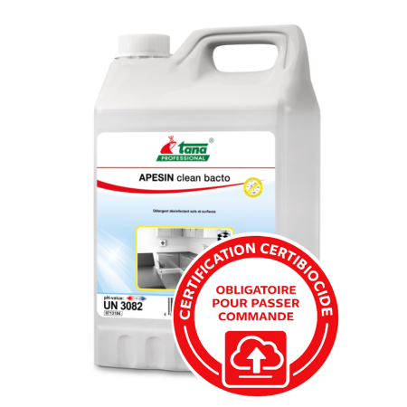 Détergent désinfectant virucide Apesin Clean Bacto - Bidon de 5 Litres