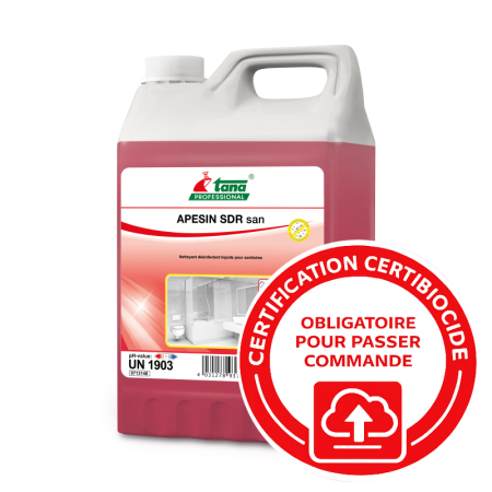 Détartrant désinfectant liquide pour les sanitaires, APESIN san - Bidon de 5 Litres