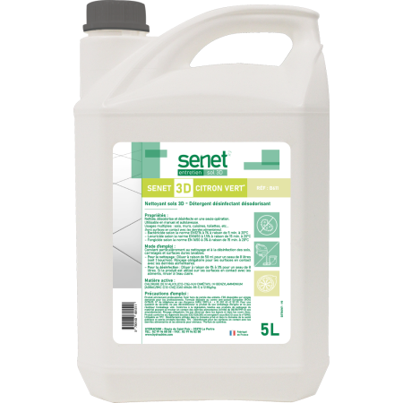 Nettoyant sols 3D Détergent, désinfectant et désodorisant Citron vert - Bidon de 5L