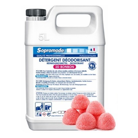 Détergent désodorisant contact alimentaire Parfum Bonbon - Bidon de 5L