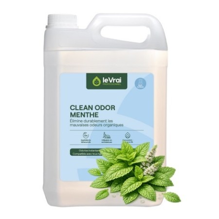 Le Vrai Professionnel Clean Odor Menthe- Odorisant enzymatique parfum Menthe Eucalyptus - Bidon de 5L