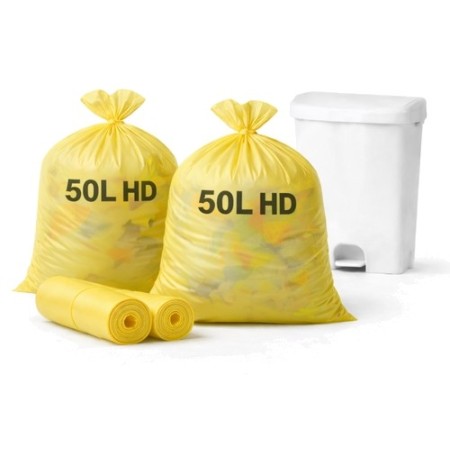 Sac poubelle 50 Litres HD Jaune - Colis de 500