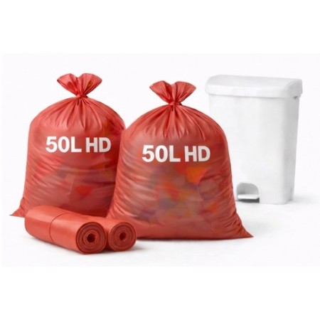 Sac poubelle 50 Litres HD Rouge - Colis de 500