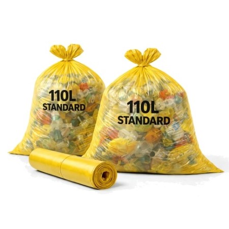 Sac poubelle 110 Litres Standard Jaune - Colis de 200