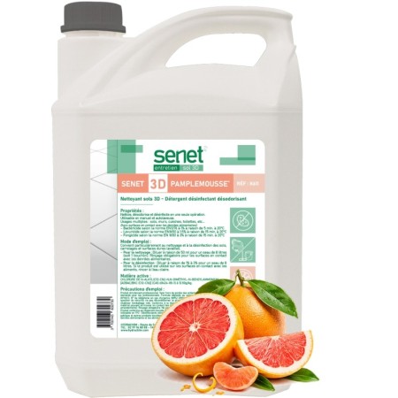 Nettoyant sols 3D Détergent, désinfectant et désodorisant Pamplemousse - Bidon de 5L