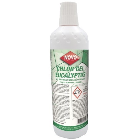 Gel nettoyant dégraissant surfaces sanitaires chloré - Flacon 1L