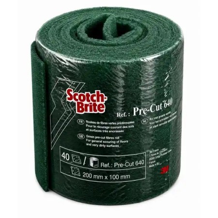 Rouleau pré-découpé récurage Scotch-Brite™ 640, Vert, 200 mm x 4 m