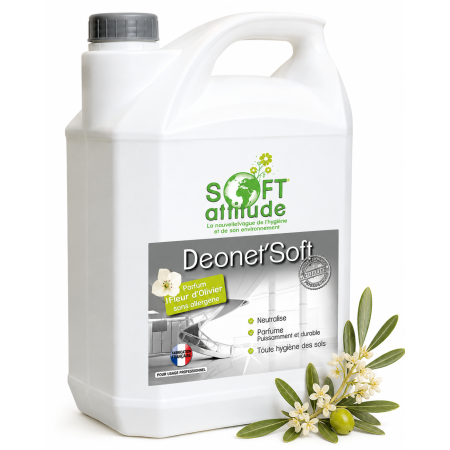 Détergent multi-usages naturel Deonet'Soft parfum fleur d'olivier - Bidon de 5L