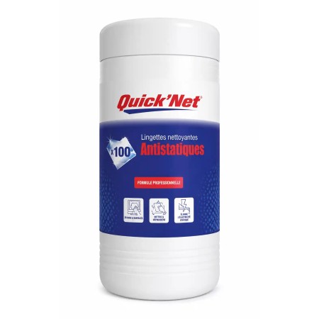 Lingettes nettoyantes bureautiques antistatiques Quicknet - Boite 100 lingettes