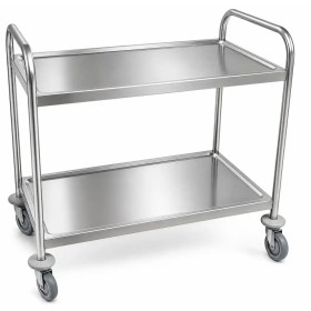 Chariot de service en inox 2 niveaux