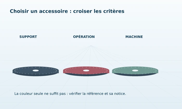 Illustration technique de disques de nettoyage : choisir selon le support, l'opération et la machine.