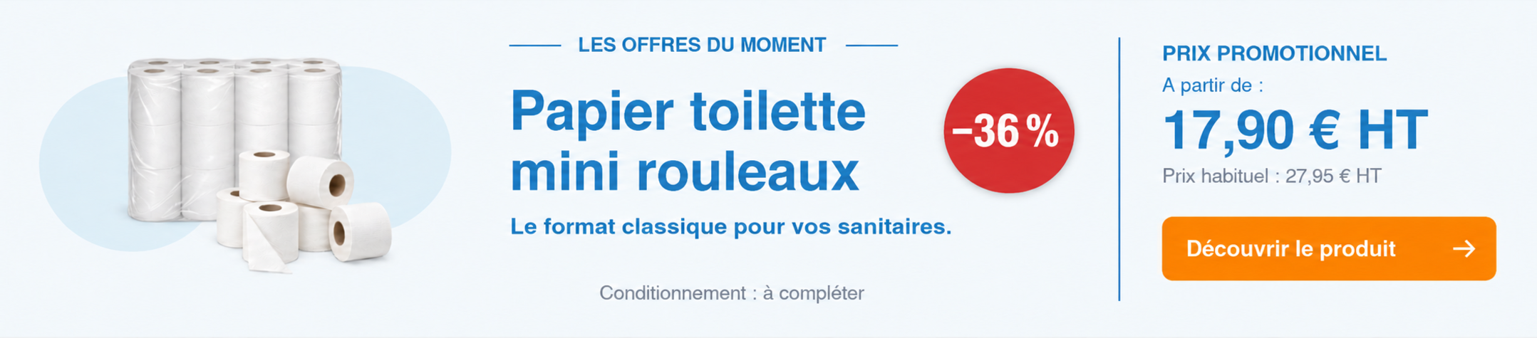 Papier Hygiénique 2 plis en rouleau de 180 formats